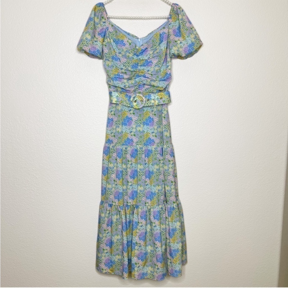 💕PALOMA BLUE💕 Evie Gathered Floral-Print Crepe Midi Dress